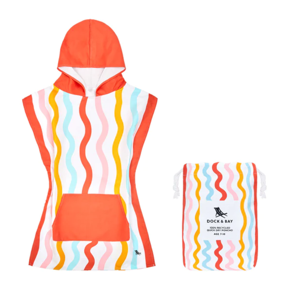 Load image into Gallery viewer, DOCK &amp; BAY Quick-dry Poncho Hooded Towel 100% Recycled Kids Collection - Squiggle Face