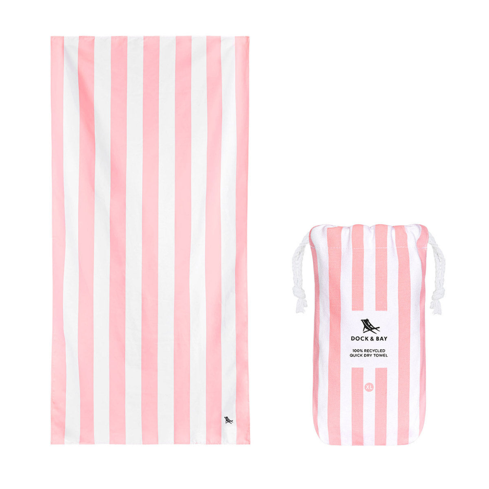 DOCK & BAY Quick-dry Beach Towel 100% Recycled Cabana Light Collection - Malibu Pink