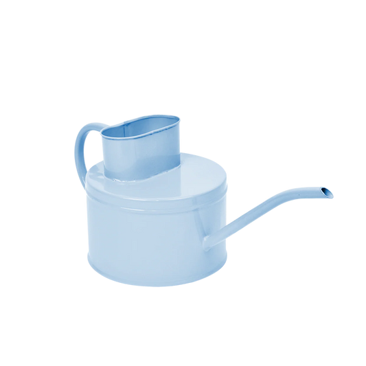 Light blue watering can on a white background