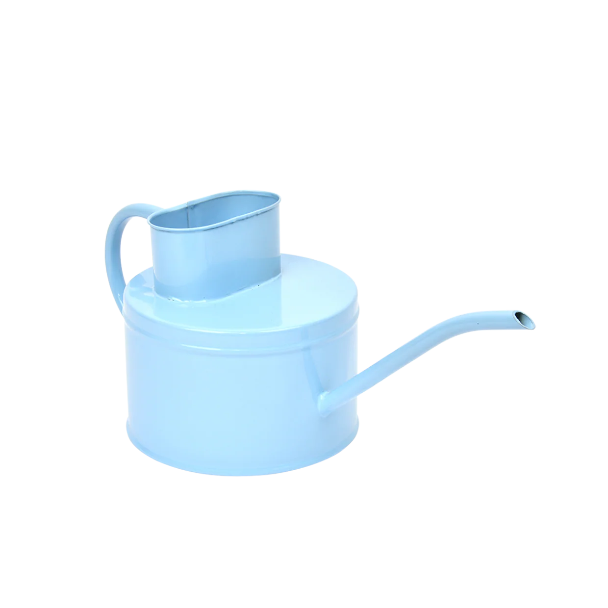 Light blue watering can on a white background