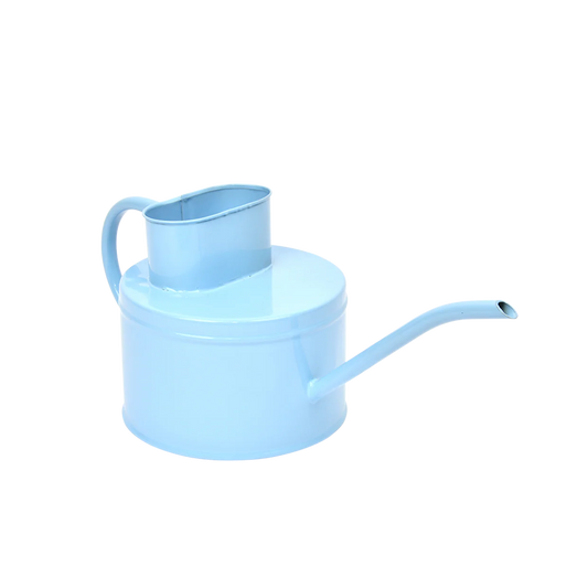 Light blue watering can on a white background
