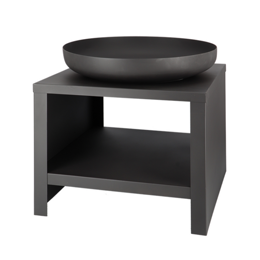 ESSCHERT DESIGN Black Fire Bowl With Wood Storage - 60cm **Limited Stock**