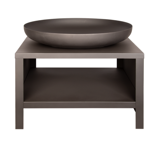ESSCHERT DESIGN Black Fire Bowl With Wood Storage - 80cm **Limited Stock**