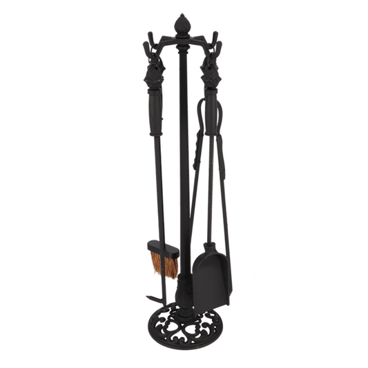 ESSCHERT DESIGN Cast Iron Freestanding Fireplace Tool Set  - 4pc