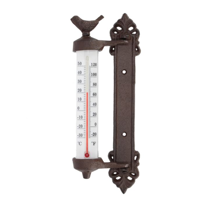 ESSCHERT DESIGN Cast Iron Wall Thermometer - Bird