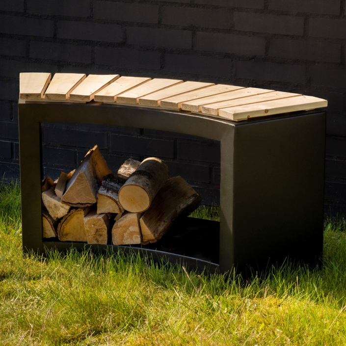 ESSCHERT DESIGN Curved Garden Bench With Wood Storage