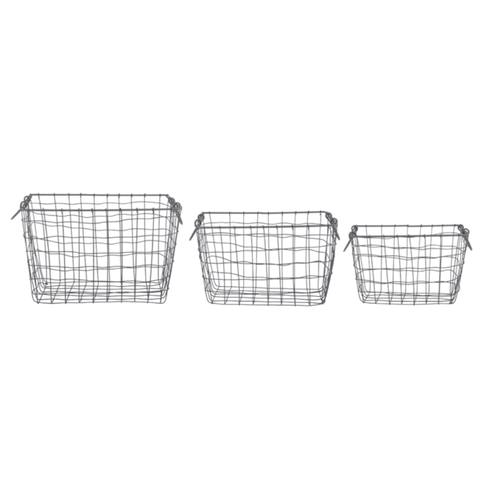 ESSCHERT DESIGN Large Rectangular Wire Basket - Set of 3