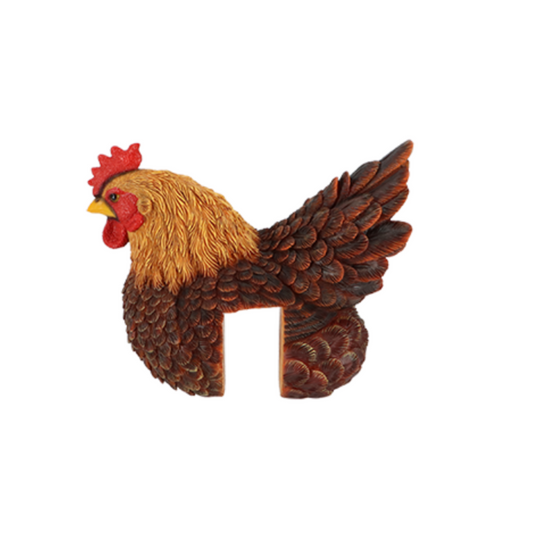 ESSCHERT DESIGN Sitting Fence Chicken Statue - Brown