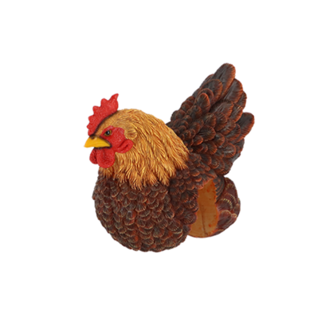 Load image into Gallery viewer, ESSCHERT DESIGN Sitting Fence Chicken Statue - Brown