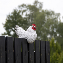 Load image into Gallery viewer, ESSCHERT DESIGN Sitting Fence Chicken Statue - White