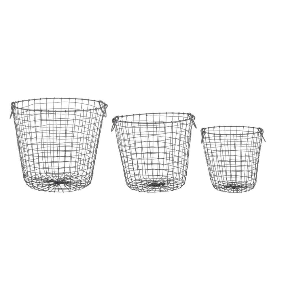 ESSCHERT DESIGN Large Round Wire Basket - Set of 3
