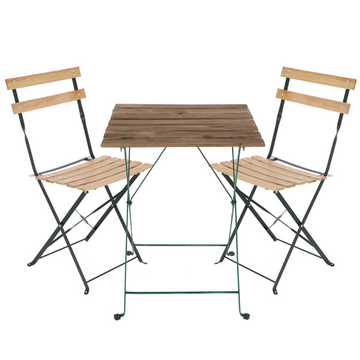 ESSCHERT DESIGN Green & Wood Bistro Table & Chairs Set
