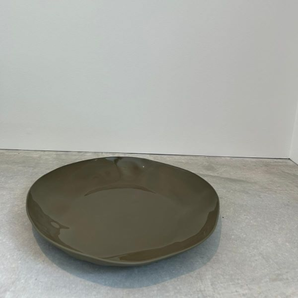 Load image into Gallery viewer, FLAX Serving Platter Round 35cm - Khaki