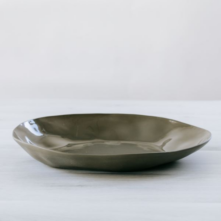 FLAX Serving Platter Round 35cm - Khaki