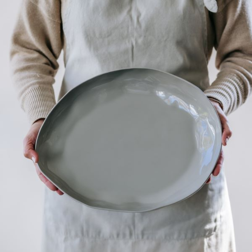 Load image into Gallery viewer, FLAX Serving Platter Oval 38cm - Grey