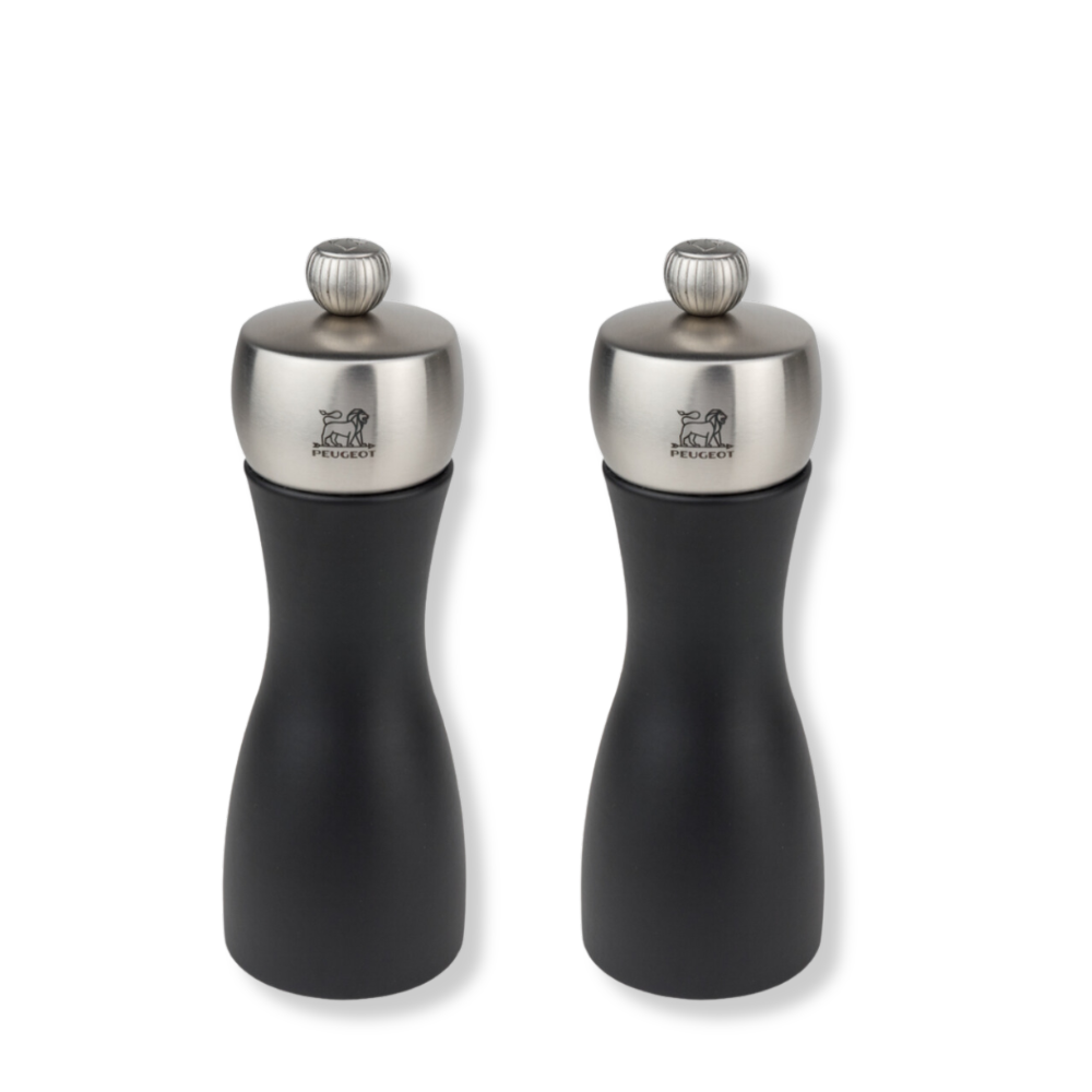 Load image into Gallery viewer, PEUGEOT Fidji Salt &amp; Pepper Duo Black Wood &amp; Stainless Steel - 15cm