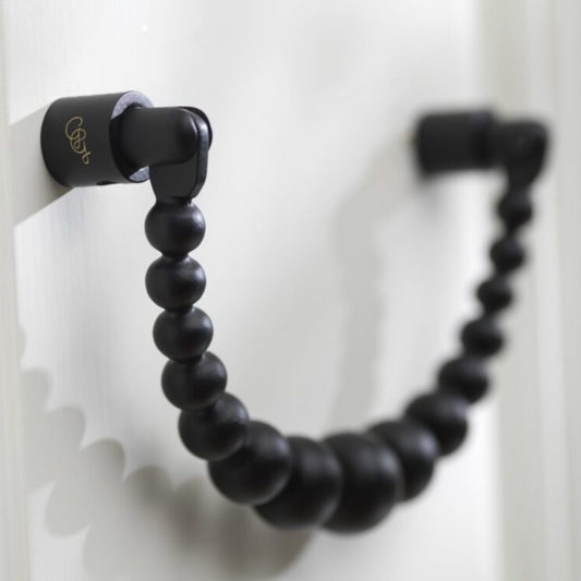 GARDEN GLORY Pearl Ribbon Door Knocker - Black **Limited Stock**