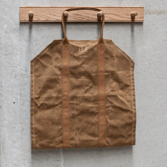 HEAVEN IN EARTH Waxed Canvas Log Carrier Desert Sand