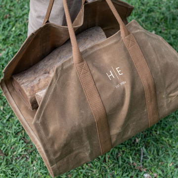 HEAVEN IN EARTH Waxed Canvas Log Carrier Desert Sand
