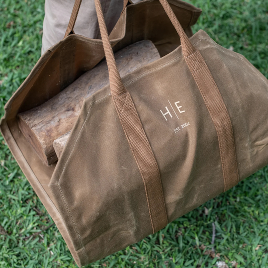 HEAVEN IN EARTH Waxed Canvas Log Carrier Desert Sand