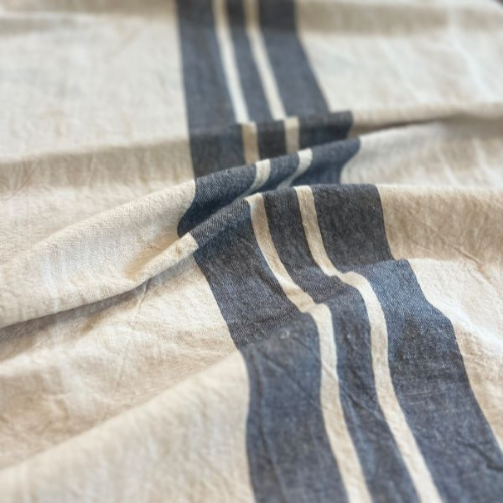 Load image into Gallery viewer, IVORY HOUSE Linen Blend Tablecloth 350cm - Charcoal Stripe