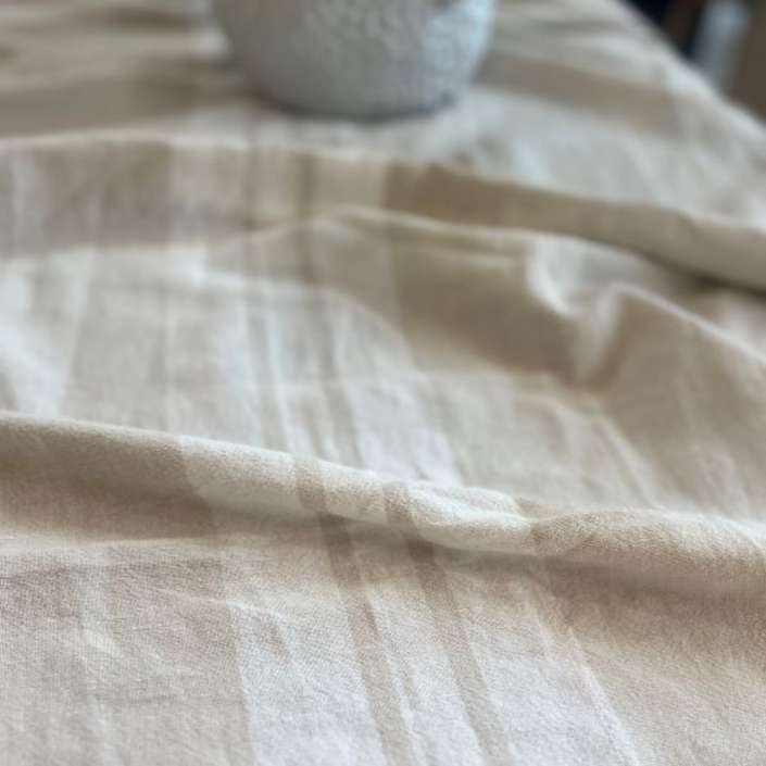 IVORY HOUSE Linen Blend Tablecloth 250cm - Cream Stripe