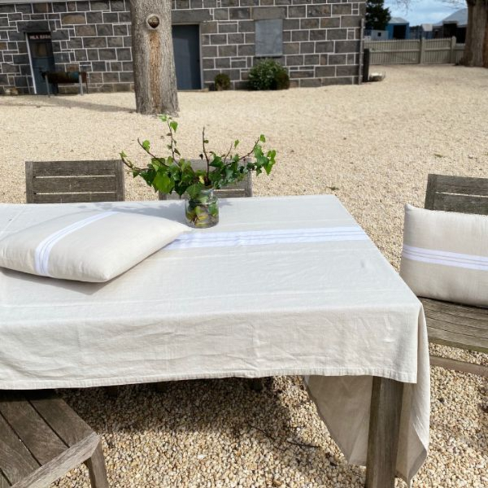 IVORY HOUSE Linen Blend Tablecloth 350cm - Cream Stripe