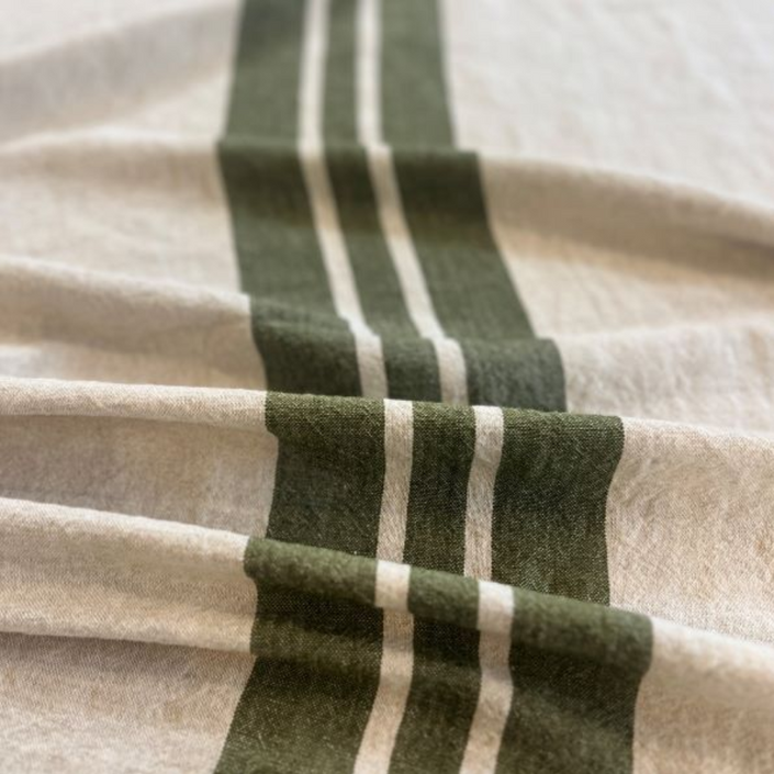 IVORY HOUSE Linen Blend Tablecloth 350cm - Olive Stripe