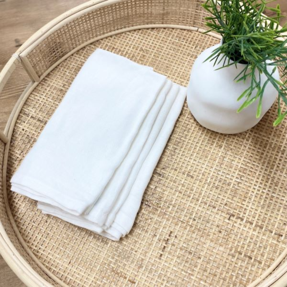 IVORY HOUSE Set of 6 Linen Blend Napkins - White