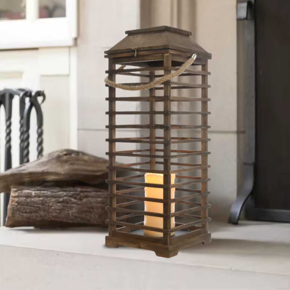 KAEMINGK LED Lantern - Wood **Limited Stock**