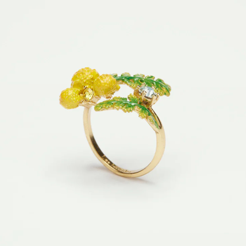 Load image into Gallery viewer, LES NEREIDES Adjustable Ring - Mimosa Flower &amp; Double Fern