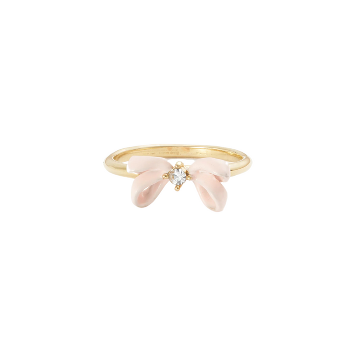 LES NEREIDES Adjustable Ring - Pink Ribbon & Faceted Crystal