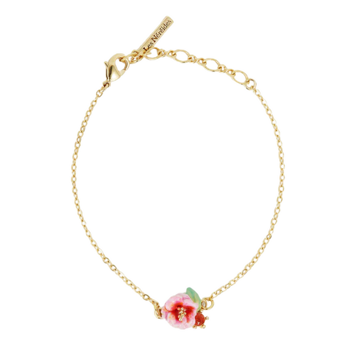 LES NEREIDES Fine Bracelet - Hydrangea Flower & Peach Crystal Stone