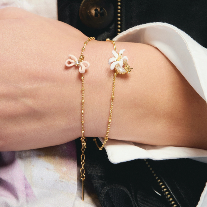 LES NEREIDES Fine Bracelet - White Lily & Faceted Crystal