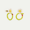LES NEREIDES Hoop Earrings - White Flower & Ladybird