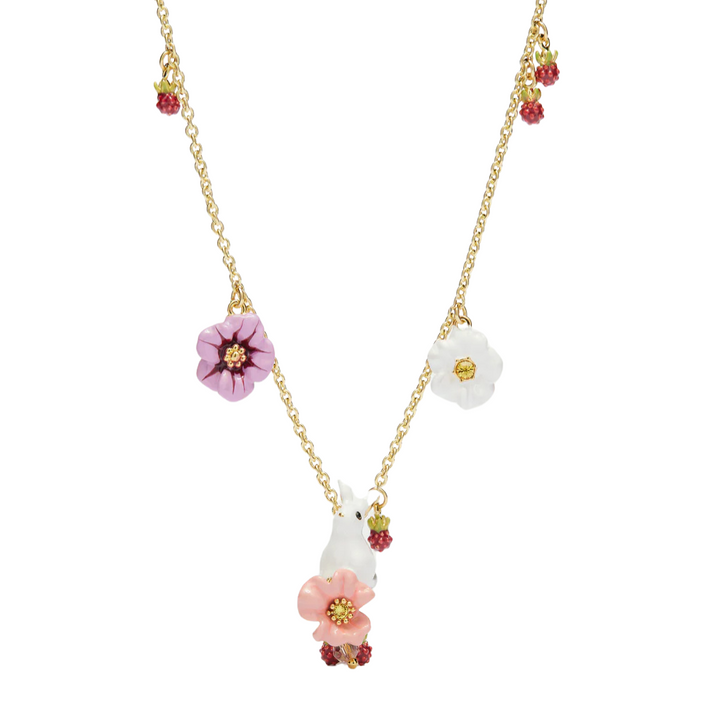 LES NEREIDES Pendant Necklace - Pearl-tail Rabbit & Flowers