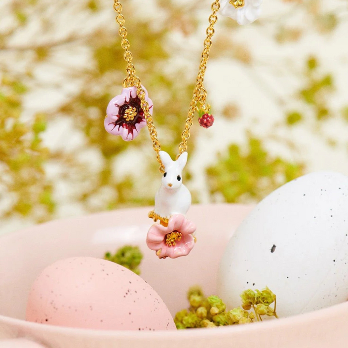 LES NEREIDES Pendant Necklace - Pearl-tail Rabbit & Flowers