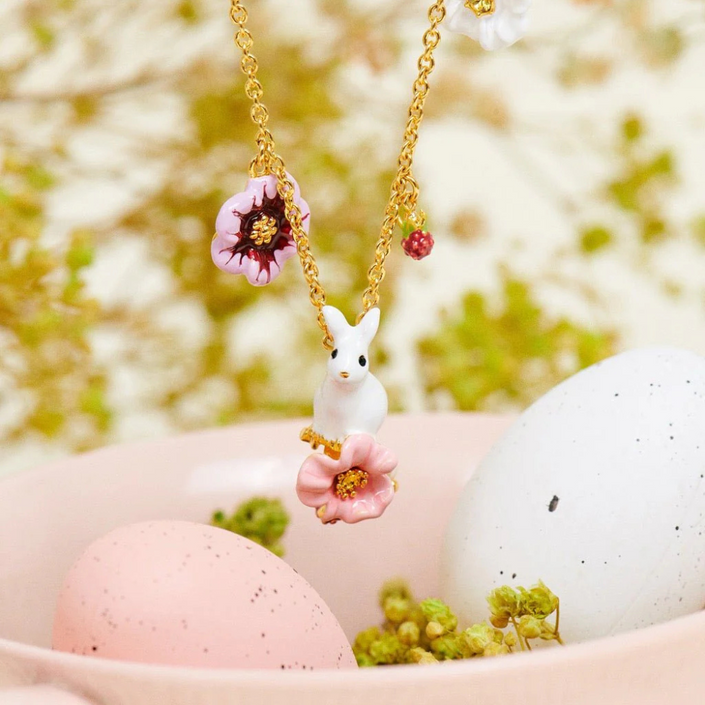 LES NEREIDES Pendant Necklace Pearl-tail Rabbit Flowers
