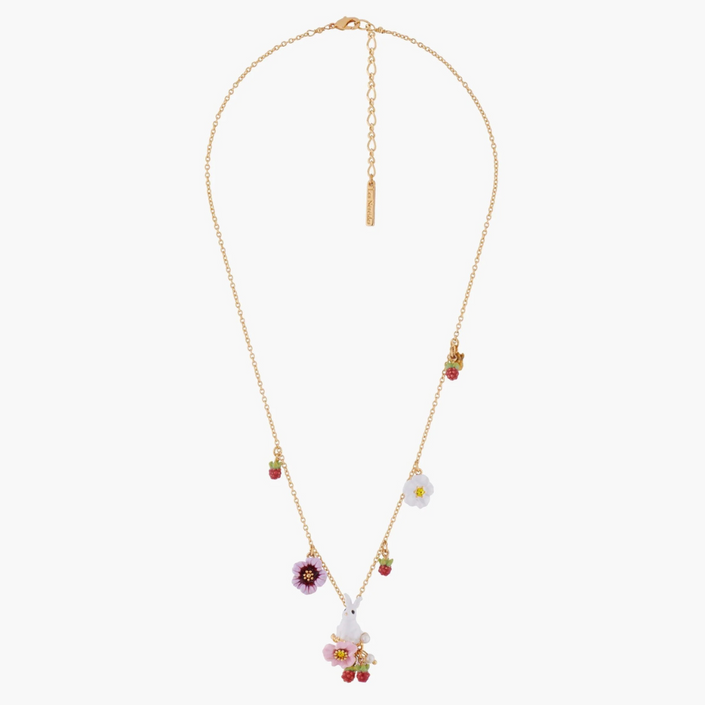 LES NEREIDES Pendant Necklace - Pearl-tail Rabbit & Flowers