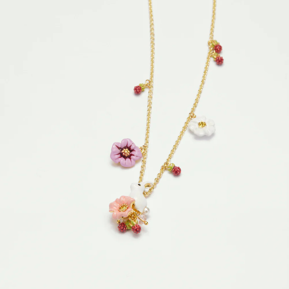 Load image into Gallery viewer, LES NEREIDES Pendant Necklace - Pearl-tail Rabbit &amp; Flowers