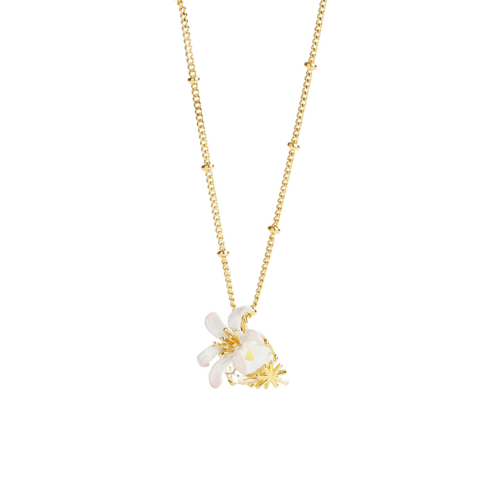 LES NEREIDES Pendant Necklace - White Lily & Faceted Crystal