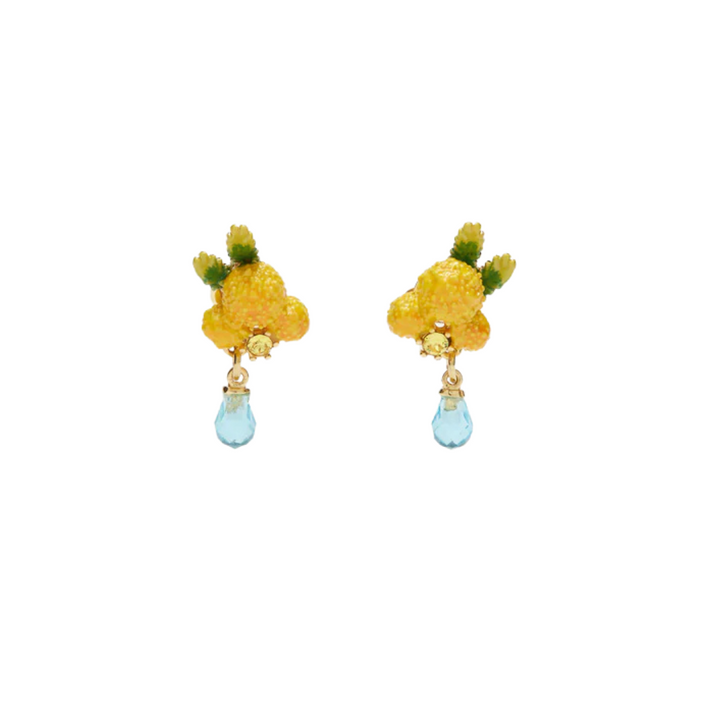 LES NEREIDES Stud Earrings - Mimosa Flower & Double Fern