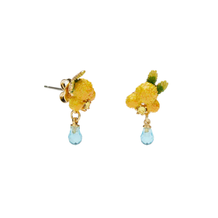 LES NEREIDES Stud Earrings - Mimosa Flower & Double Fern