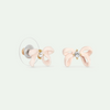 LES NEREIDES Stud Earrings - Pink Ribbon & Faceted Crystal