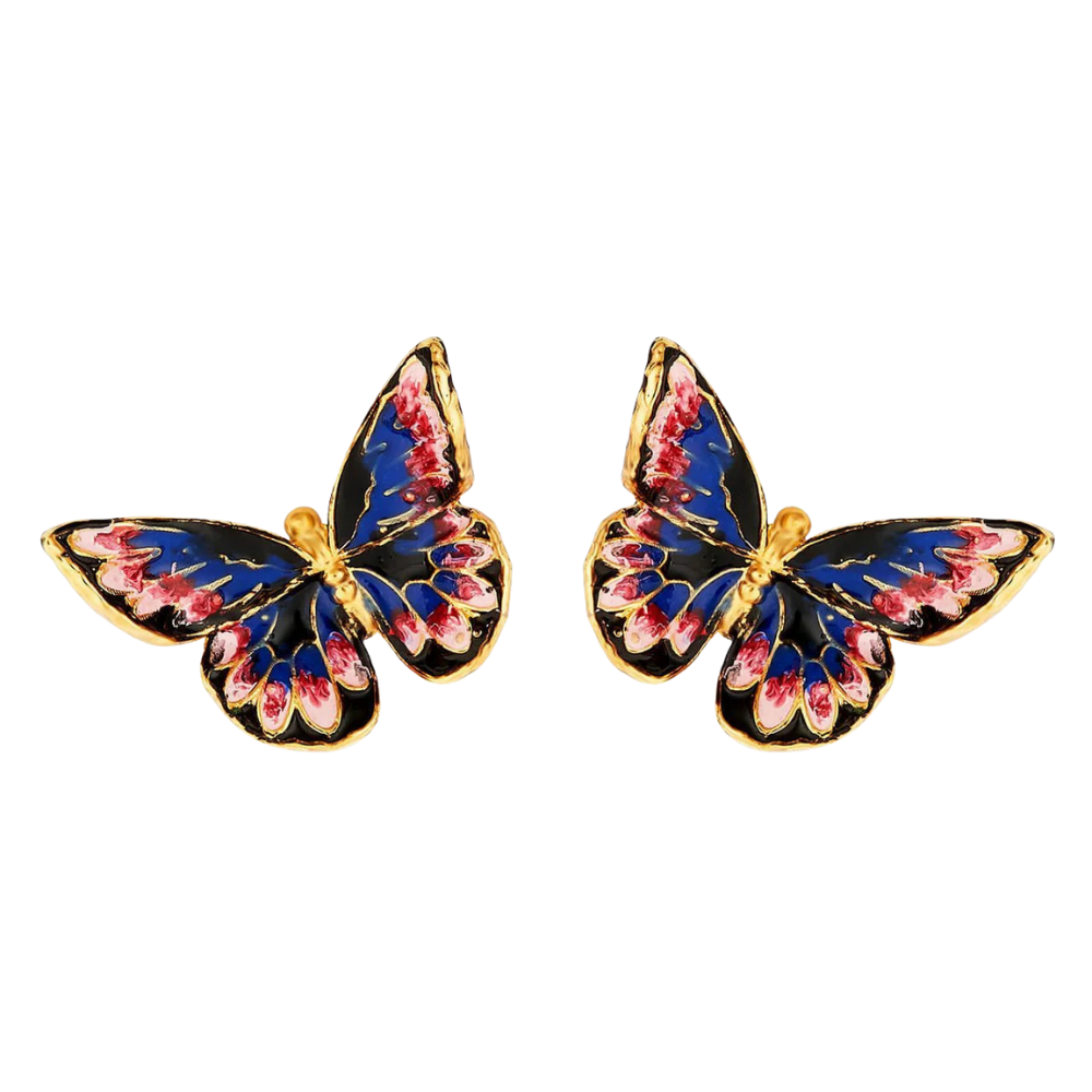 Load image into Gallery viewer, LES NÉRÉIDES Stud Earrings - Japanese Emperor Butterfly