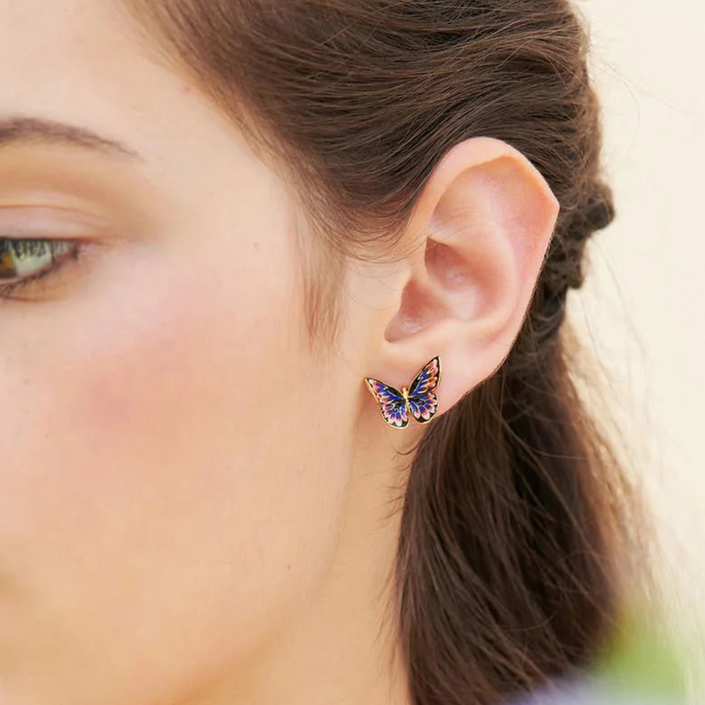 LES NÉRÉIDES Stud Earrings - Japanese Emperor Butterfly