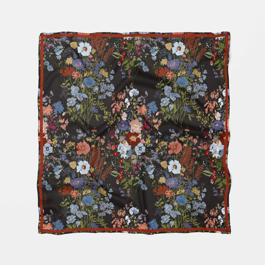 ARTIFACT Square Silk Scarf - Liora Noir
