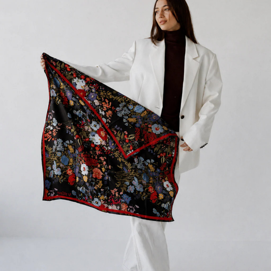 ARTIFACT Square Silk Scarf - Liora Noir