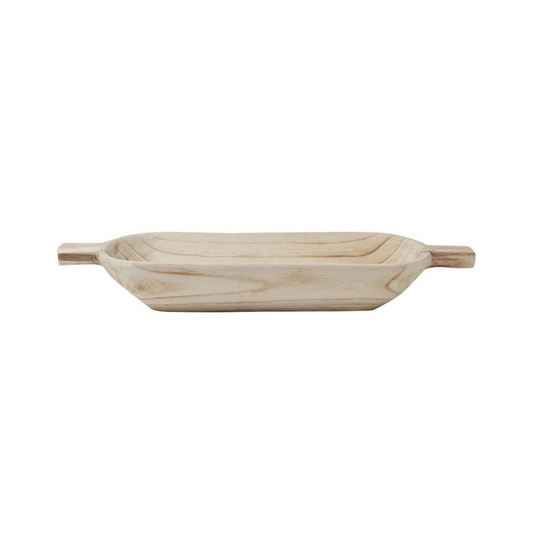 MARTHA'S VINEYARD Wooden Oval Bowl With Handles - Medium