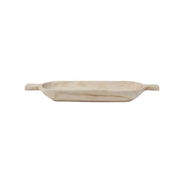 MARTHA'S VINEYARD Wooden Oval Bowl With Handles - Small